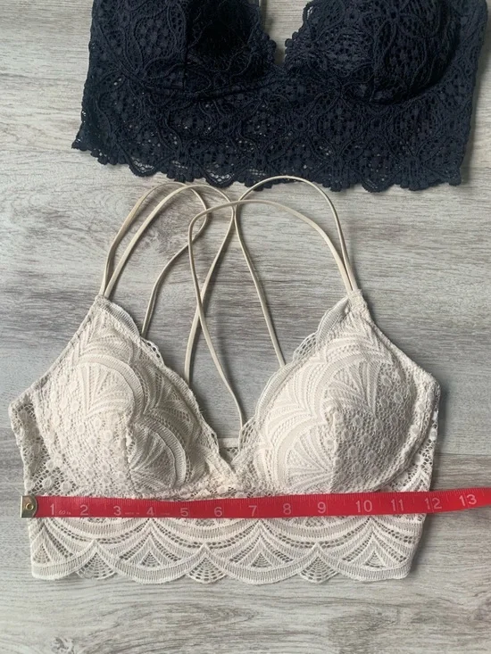 Auden Lace Bralette Duo — Black & Cream/Ivory Strappy Lace Bralettes - Picture 5 of 6